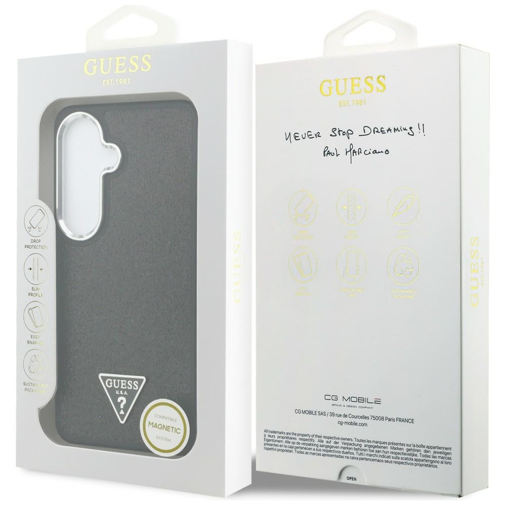 Etui na Samsung Galaxy S26 S942, Guess, Fixed Glitter Triangle Logo, Czarne