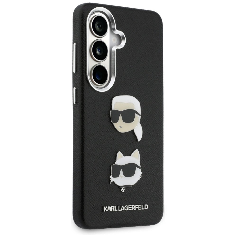 Etui na Samsung Galaxy S26 S942, Karl Lagerfeld, Saffiano Karl & Choupette's Head Pin, Czarne