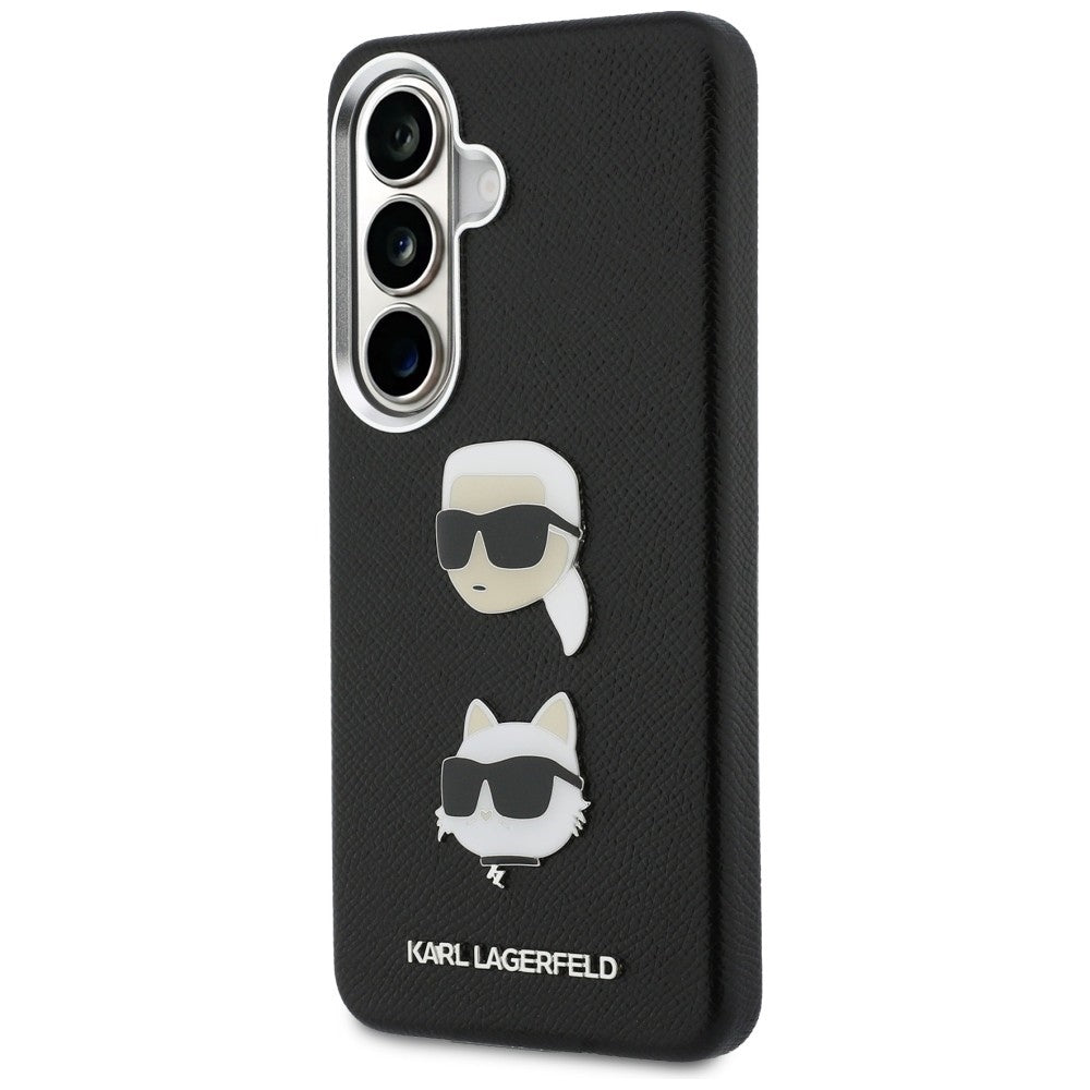 Etui na Samsung Galaxy S26 S942, Karl Lagerfeld, Saffiano Karl & Choupette's Head Pin, Czarne