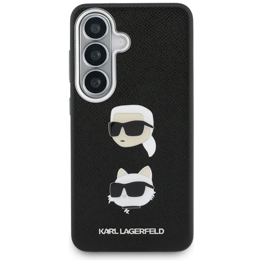 Etui na Samsung Galaxy S26 S942, Karl Lagerfeld, Saffiano Karl & Choupette's Head Pin, Czarne