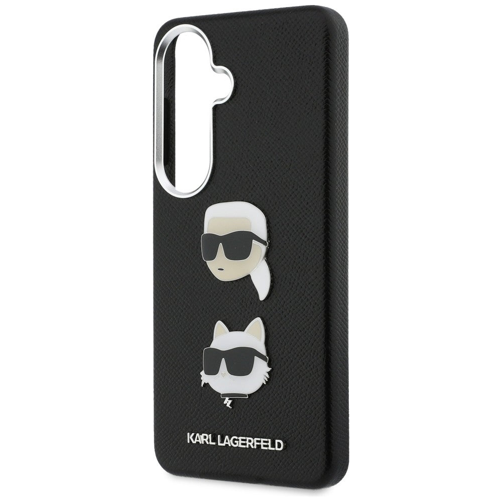 Etui na Samsung Galaxy S26 S942, Karl Lagerfeld, Saffiano Karl & Choupette's Head Pin, Czarne