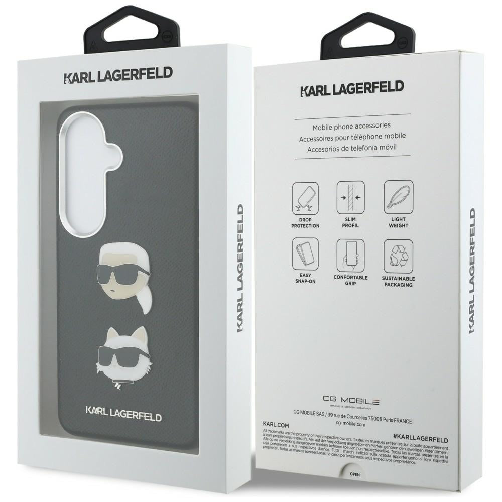 Etui na Samsung Galaxy S26 S942, Karl Lagerfeld, Saffiano Karl & Choupette's Head Pin, Czarne