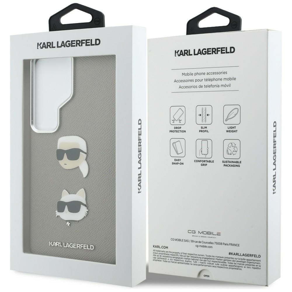 Etui na Samsung Galaxy S26 Ultra S948, Karl Lagerfeld, Saffiano Karl & Choupette's Head Pin, Szare