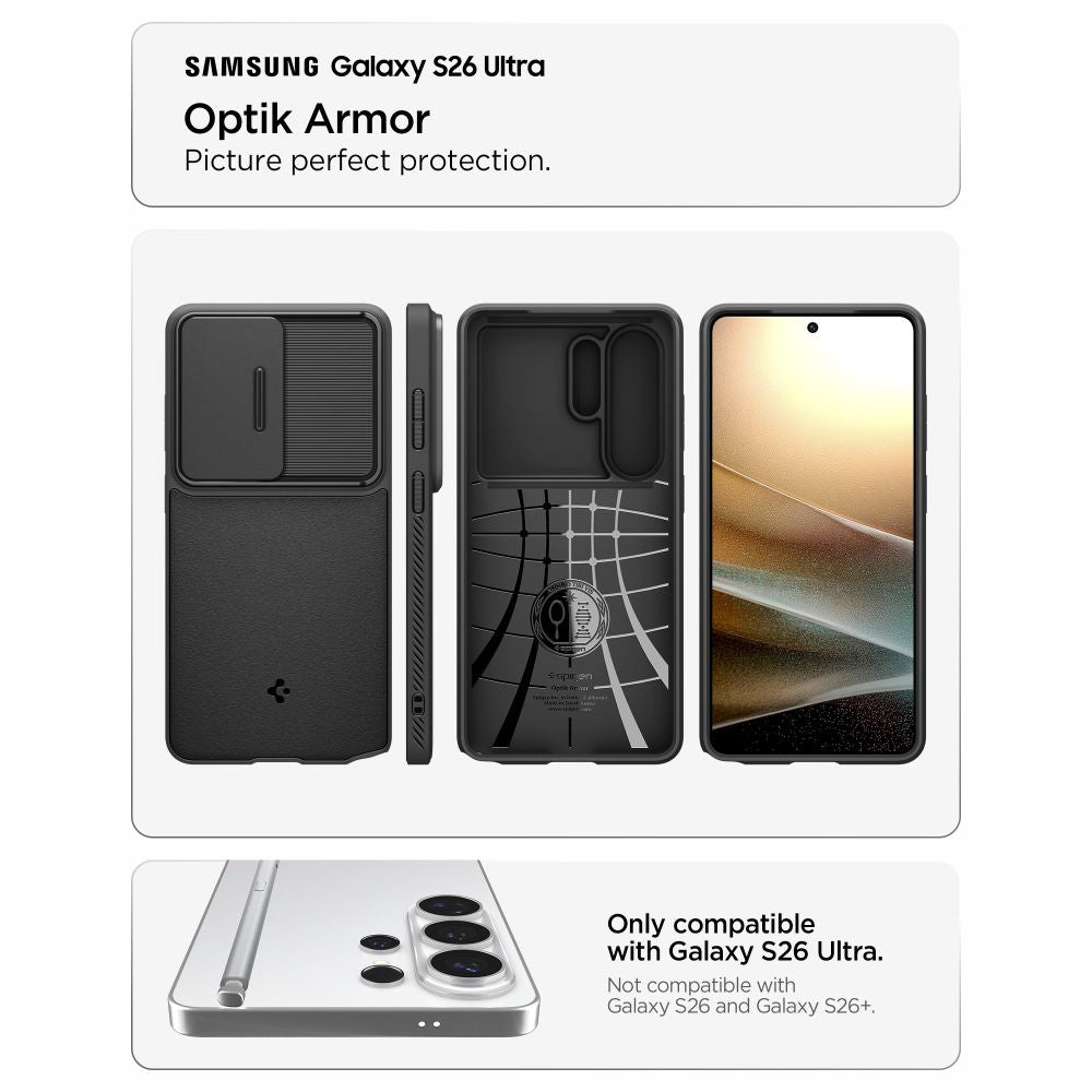 Etui na Samsung Galaxy S26 Ultra S948, Spigen, Optik Armor, Czarne ACS10687