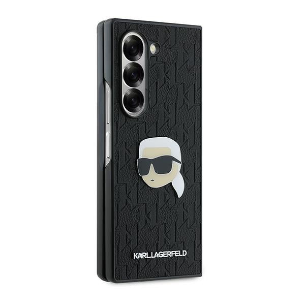 Etui do Samsung Galaxy Z Fold6 F956, Karl Lagerfeld, Saffiano Monogram Karl's Head Metal, Czarne