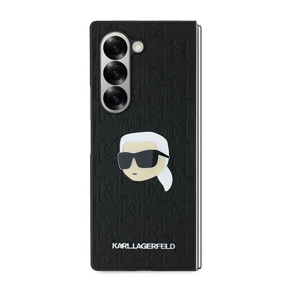 Etui do Samsung Galaxy Z Fold6 F956, Karl Lagerfeld, Saffiano Monogram Karl's Head Metal, Czarne