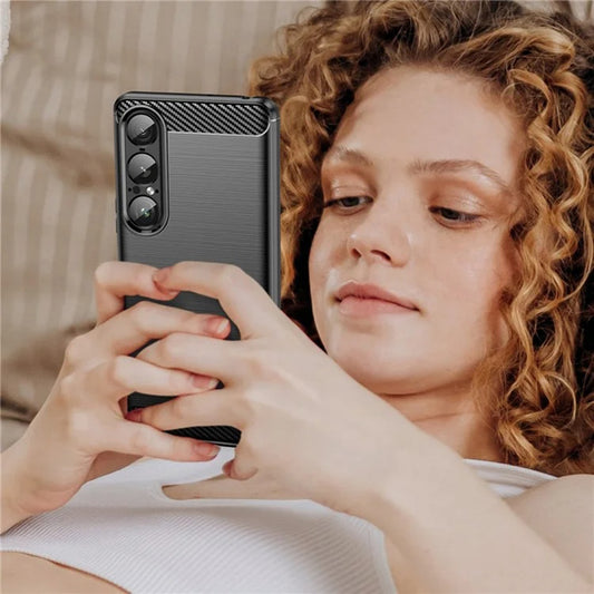 Etui do Sony Xperia 1 VII, Techsuit, Carbon, Czarny