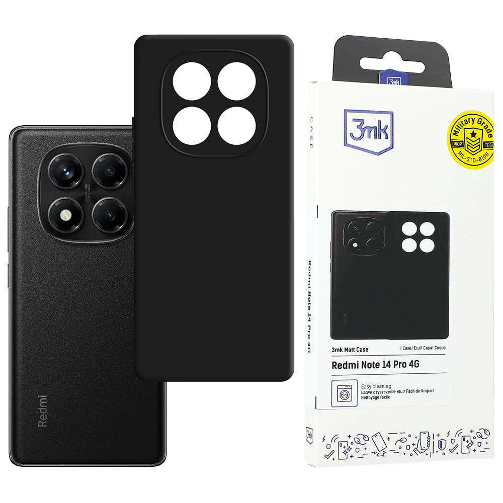 Etui do Xiaomi Redmi Note 14 Pro 4G, 3MK, Czarny Mat