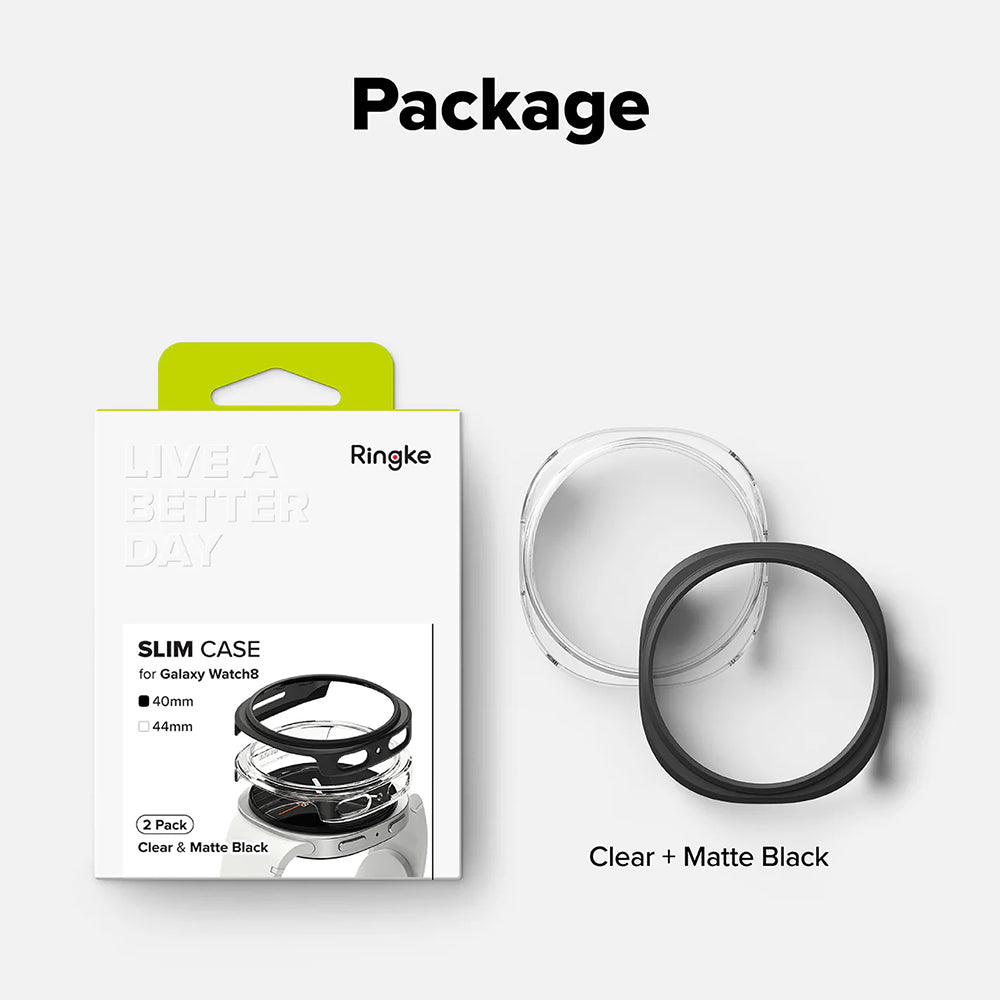 Etui Ringke Slim do Samsung Galaxy Watch8 40mm, Zestaw 2 sztuki, Czarny Mat