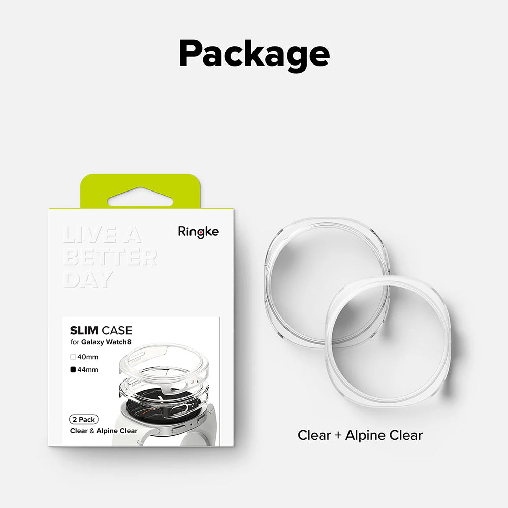 Etui Ringke Slim do Samsung Galaxy Watch8 44mm, Zestaw 2 sztuki, Przezroczyste