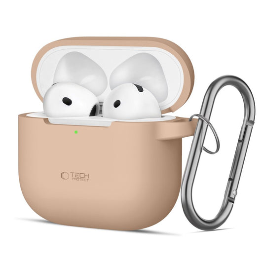 Etui Tech-Protect Silicone Hook dla Apple AirPods 4, Beżowy