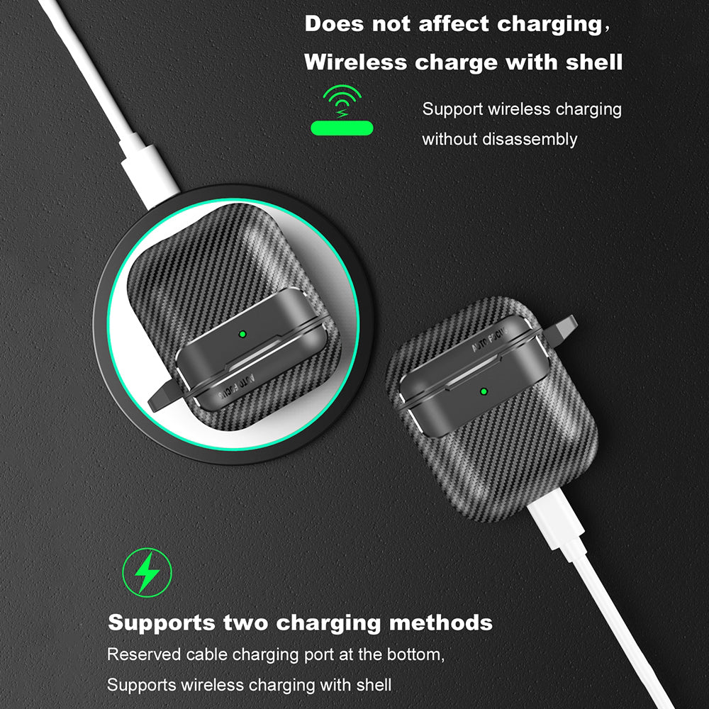 Etui Techsuit CarbonFiber do Apple AirPods Gen 2 / Gen 1, czarne