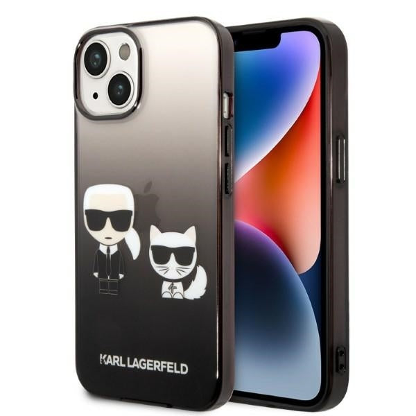 Etui na Apple iPhone 14 Plus, Karl Lagerfeld, Gradient Karl & Choupette, Czarne