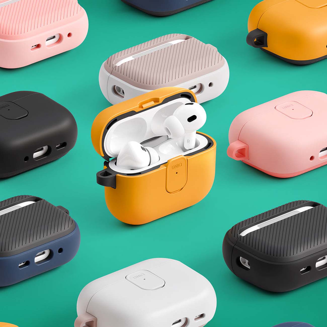 Etui UNIQ Clyde dla Apple AirPods 4, Czarne Niebieskie