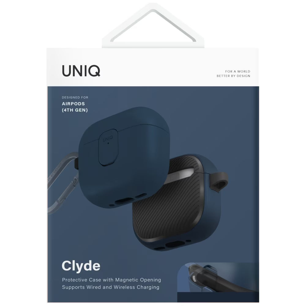 Etui UNIQ Clyde dla Apple AirPods 4, Czarne Niebieskie