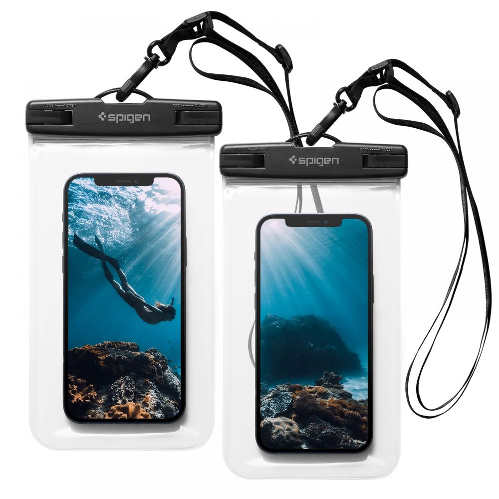 Etui uniwersalne wodoodporne na telefon max. 3.5 cala - 7 cali, Spigen, A601, zestaw 2 sztuki, przezroczyste AMP03098