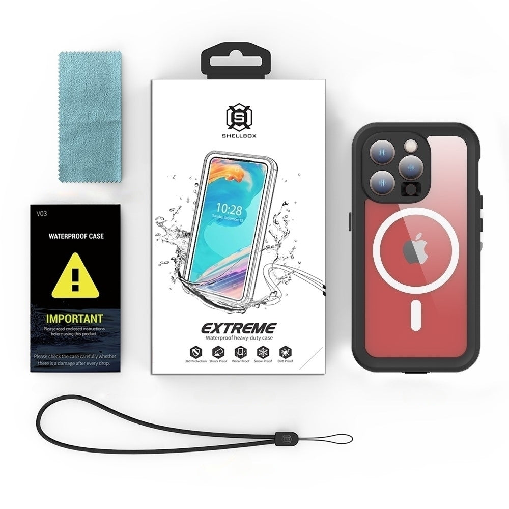 Wodoodporne etui MagSafe do Apple iPhone 15 Pro, ShellBox, czarne
