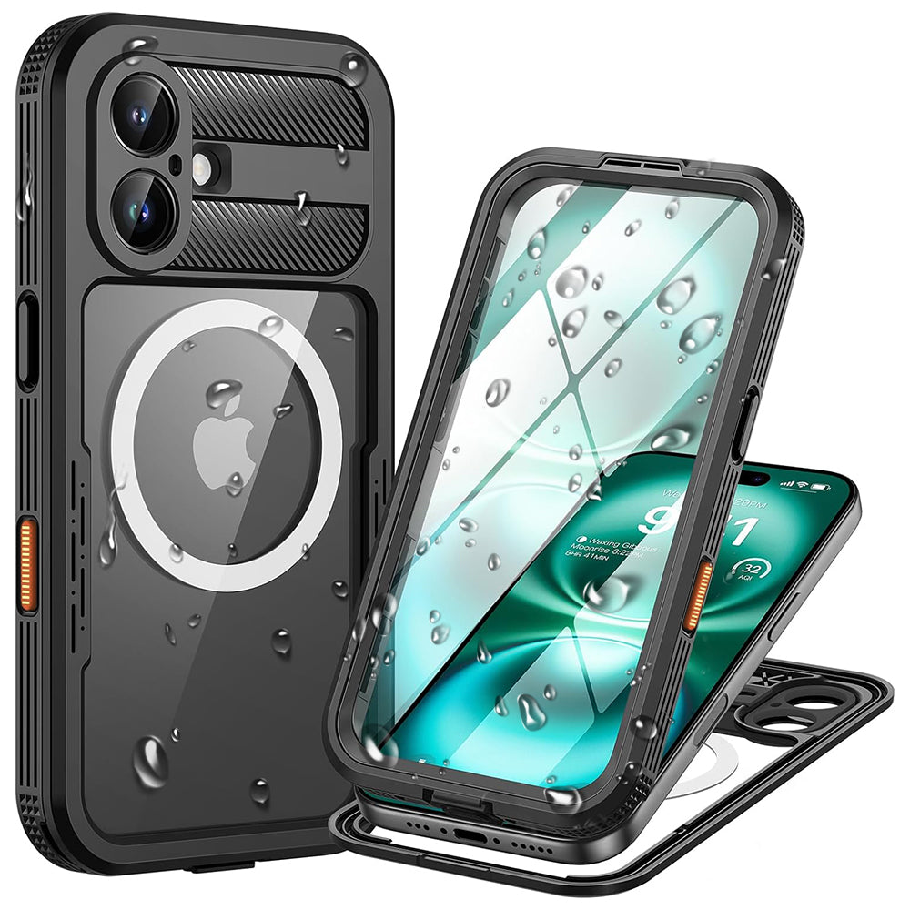 Wodoodporne etui do Apple iPhone 16, ShellBox, Carbon, czarne