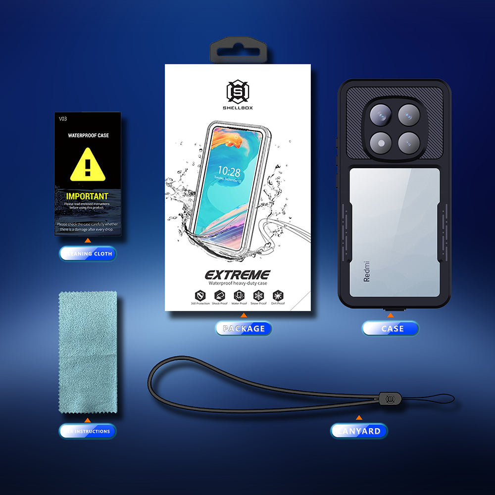 Wodoodporne etui do Xiaomi Poco X7 / Redmi Note 14 Pro 5G, ShellBox, czarne