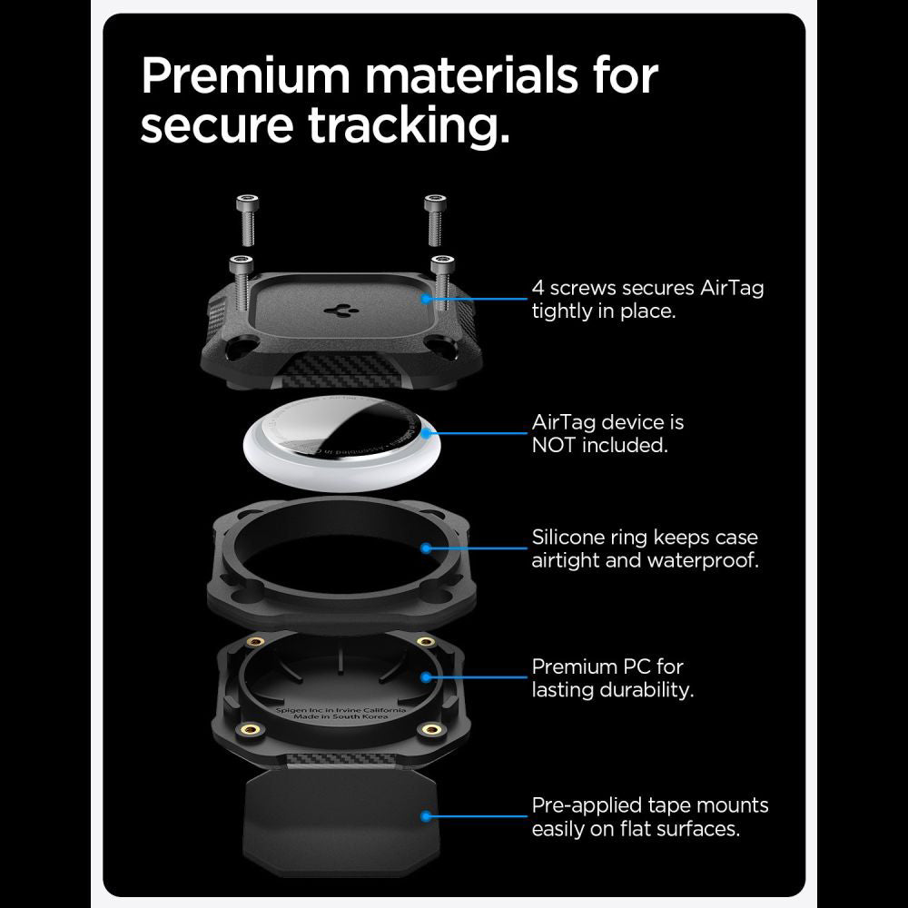 Etui Waterproof Spigen Tough Armor dla Apple AirTag, Czarne ACS09781