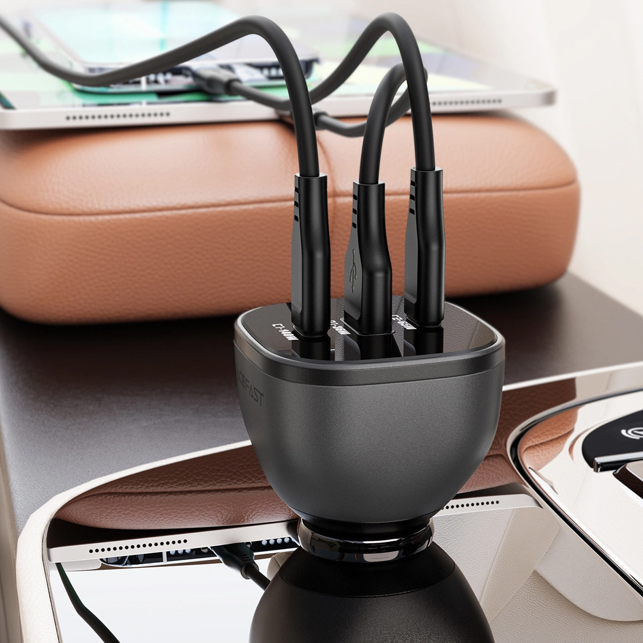 Ładowarka samochodowa Acefast B14, 165W, 5A, 1 x USB-A - 2 x USB-C, Czarna