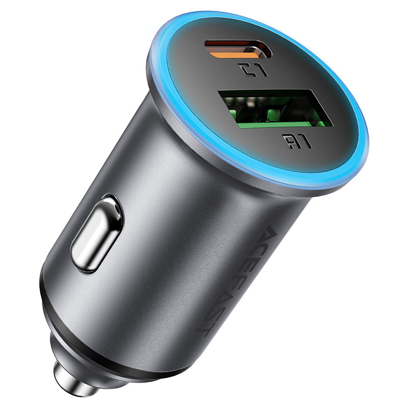 Ładowarka samochodowa Acefast B15, 65W, 3.25A, 1 x USB-A - 1 x USB-C, Szara