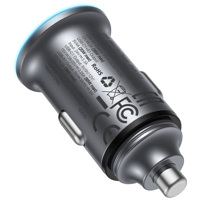 Ładowarka samochodowa Acefast B15, 65W, 3.25A, 1 x USB-A - 1 x USB-C, Szara