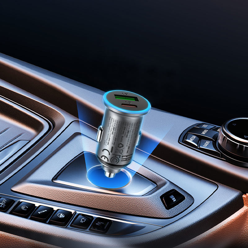 Ładowarka samochodowa Acefast B15, 65W, 3.25A, 1 x USB-A - 1 x USB-C, Szara