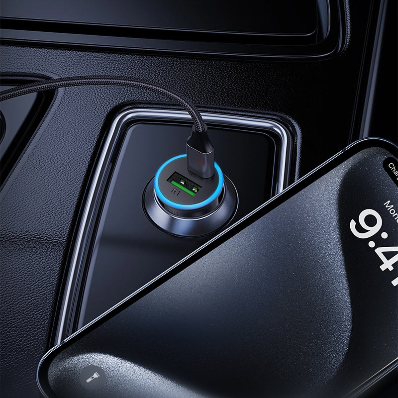 Ładowarka samochodowa Acefast B15, 65W, 3.25A, 1 x USB-A - 1 x USB-C, Szara
