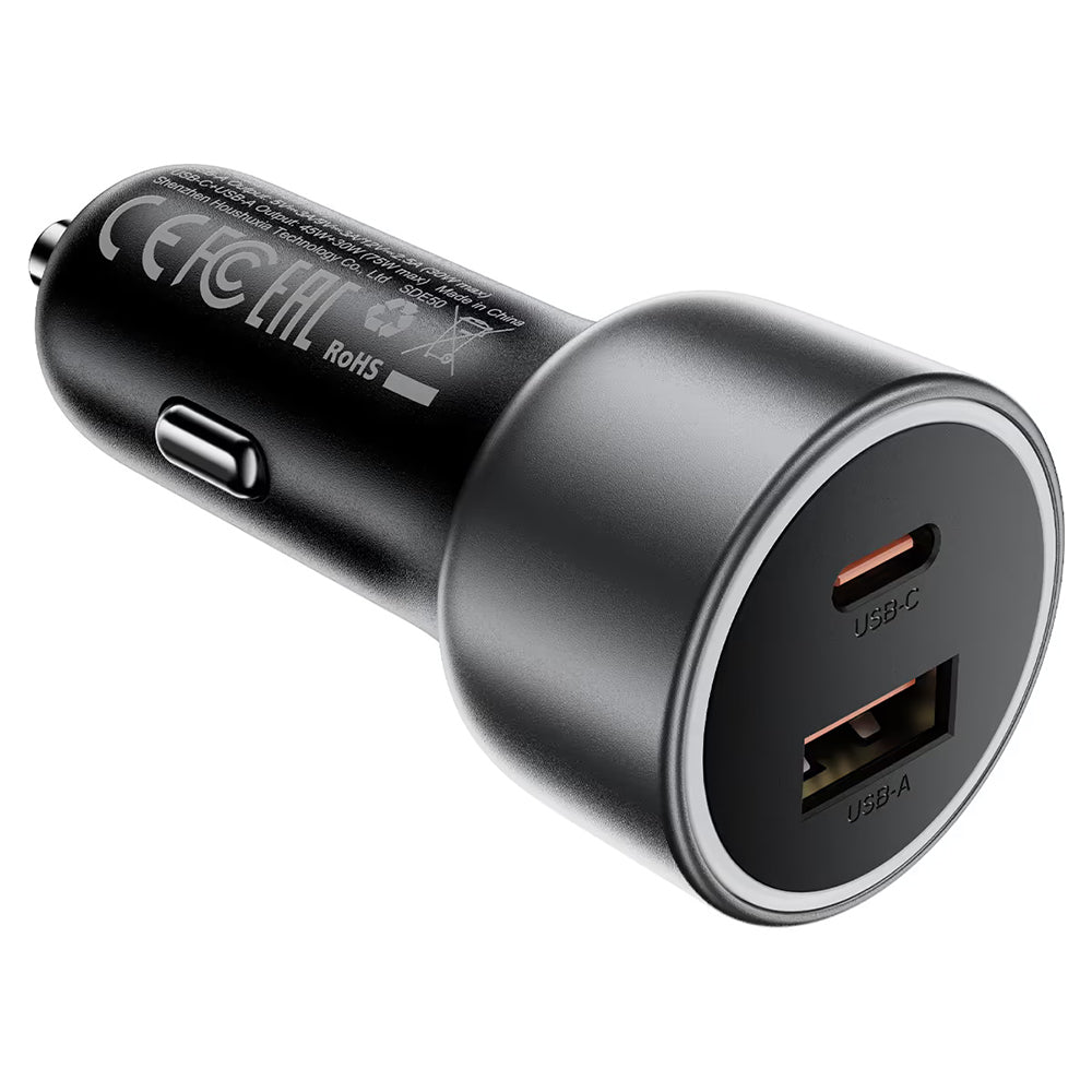 Ładowarka samochodowa Acefast B21, 75W, 3A, 1 x USB-A - 1 x USB-C, Szara