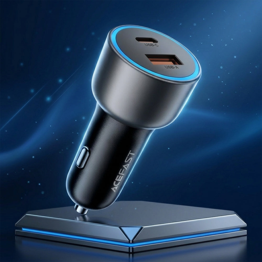 Ładowarka samochodowa Acefast B21, 75W, 3A, 1 x USB-A - 1 x USB-C, Szara
