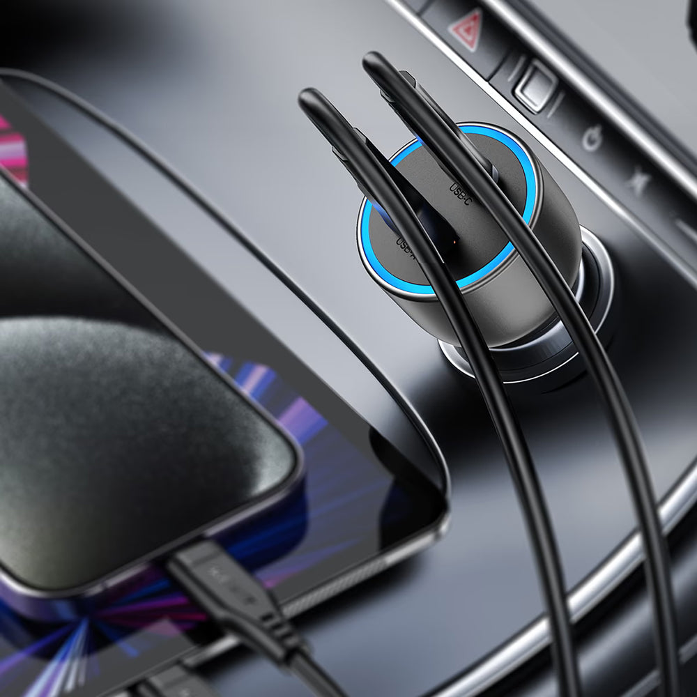 Ładowarka samochodowa Acefast B21, 75W, 3A, 1 x USB-A - 1 x USB-C, Szara