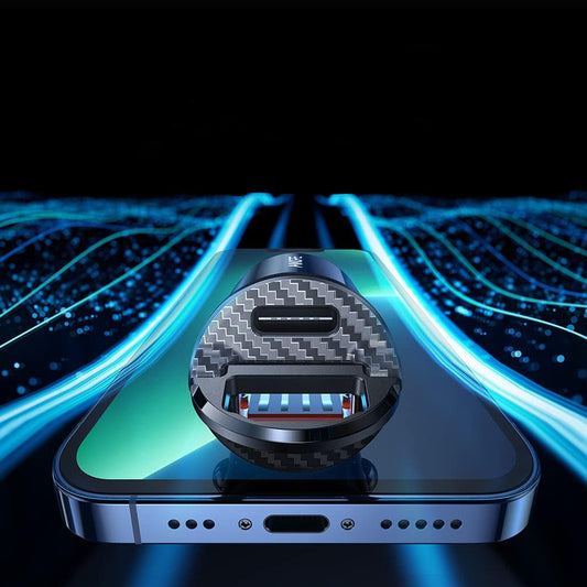 Ładowarka samochodowa Ainope, 30W, 5A, 1 x USB-A - 1 x USB-C, Czarna