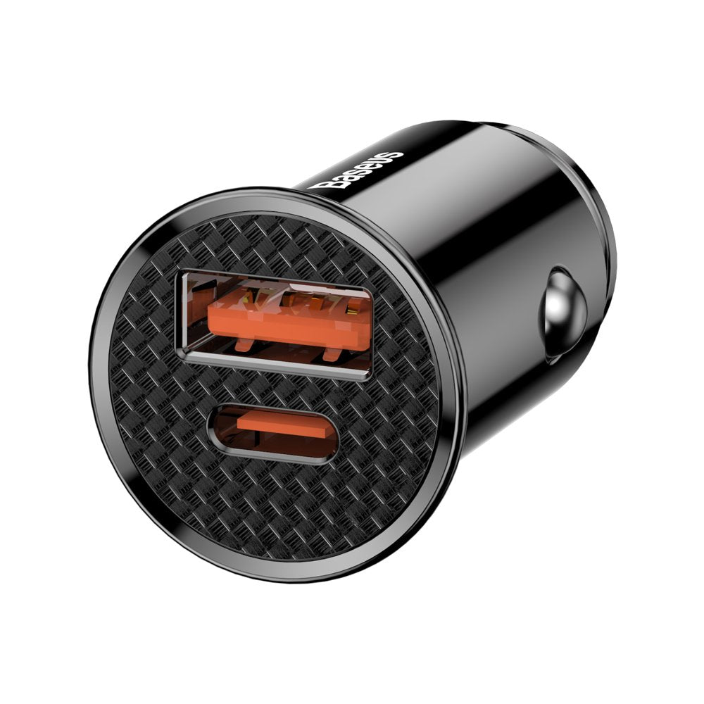 Ładowarka samochodowa Baseus, 30W, 3A, 1 x USB-A - 1 x USB-C, czarna CCALL-YS01