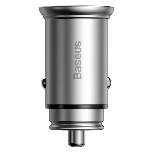 Ładowarka samochodowa Baseus Circular Metal, 30W, 5A, 1 x USB-A - 1 x USB-C, Szara