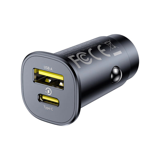 Ładowarka samochodowa Baseus GoTrip, 30W, 3A, 1 x USB-A - 1 x USB-C, Czarna