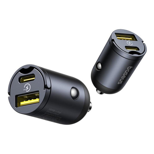 Ładowarka samochodowa Baseus Tiny Star, 30W, 3A, 1 x USB-A - 1 x USB-C, Czarna C00035001121-02