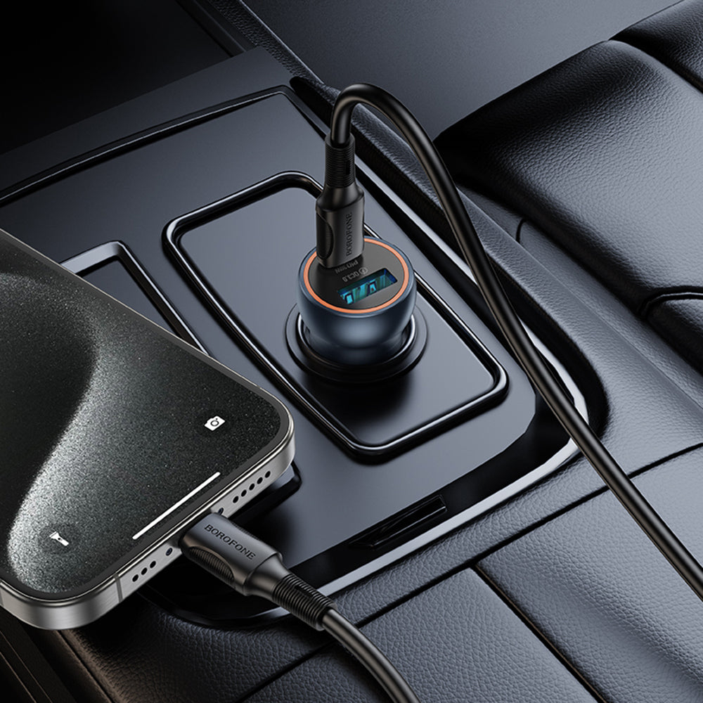 Borofone BZ32A Fresh Car Charger, 30W, 3A, 1 x USB-A - 1 x USB-C, Grey