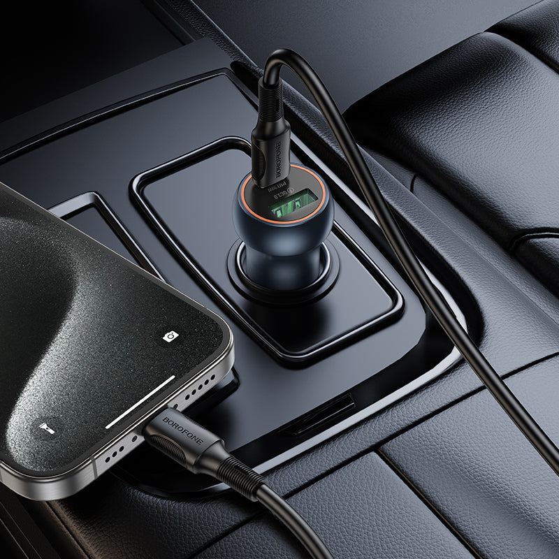 Borofone BZ32B Fresh Car Charger, 48W, 3A, 1 x USB-A - 1 x USB-C, Grey