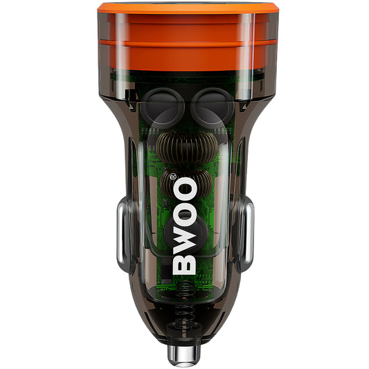 Ładowarka samochodowa BWOO BO-CC85, 38W, 3A, 1 x USB-A - 1 x USB-C, czarna