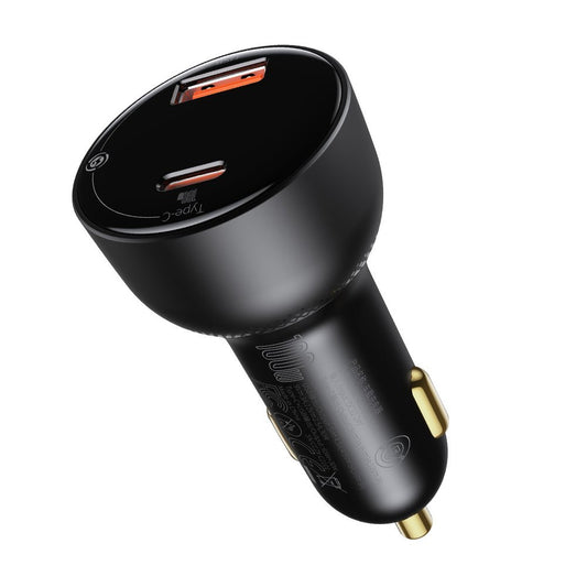 Ładowarka samochodowa z kablem USB-C Baseus Superme, 100W, 5A, 1 x USB-A - 1 x USB-C, Czarna TZCCZX-01