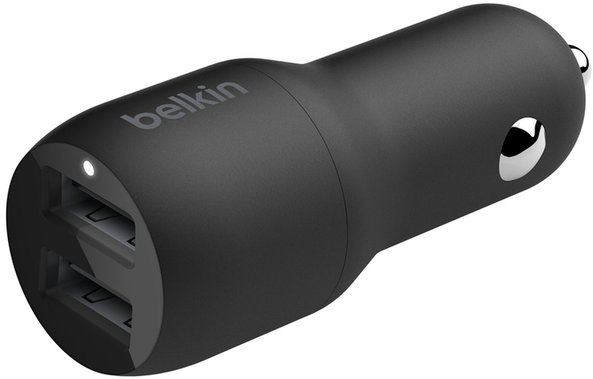 Ładowarka samochodowa z kablem USB-C Belkin BoostCharge Dual, 24W, 2.4A, 2 x USB-A, czarna CCE001bt1MBK