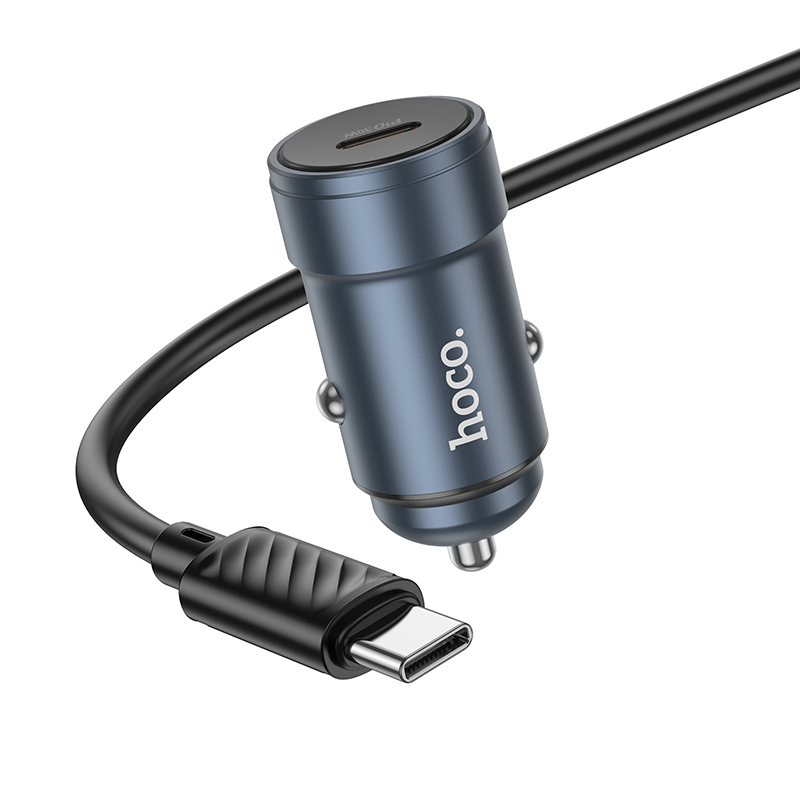 Car Charger With USB-C Cable HOCO Z57, 30W, 3A, 1 x USB-C, Gray