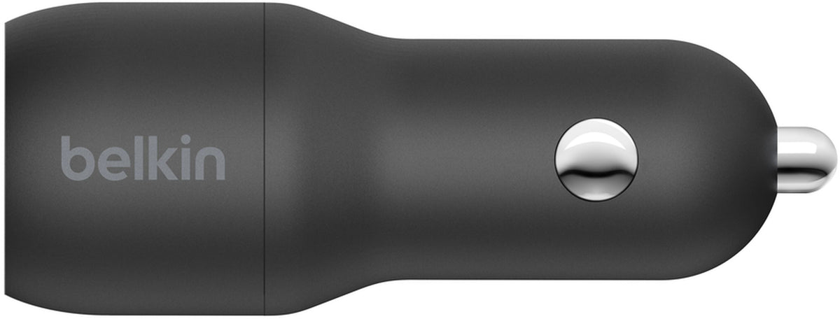 Ładowarka samochodowa z kablem USB-C Belkin BoostCharge Dual, 24W, 2.4A, 2 x USB-A, czarna CCE001bt1MBK