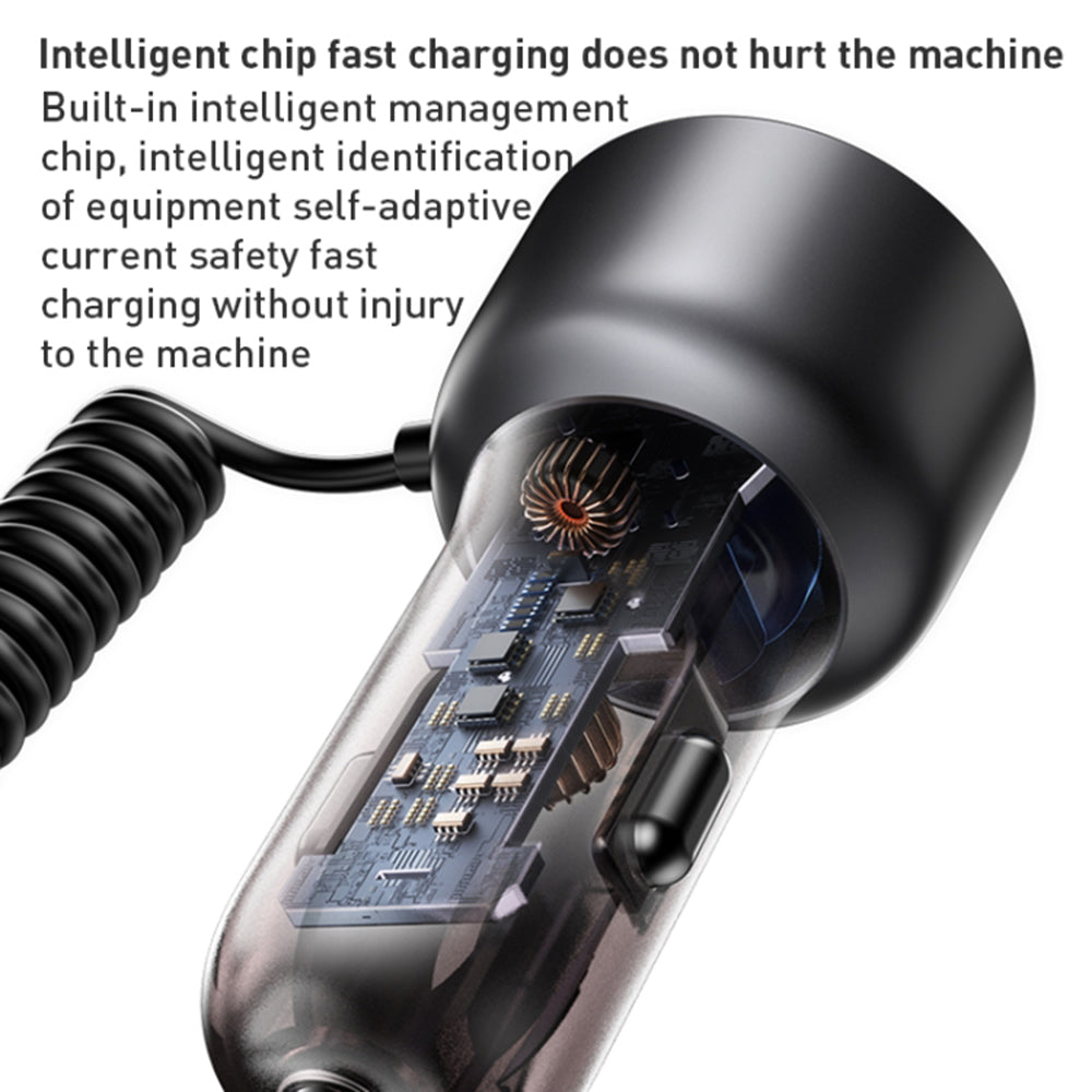 Ładowarka samochodowa z kablem USB-C / Lightning Yesido Y58 Display, 60W, 3A, 1 x USB-A - 1 x USB-C, Szara