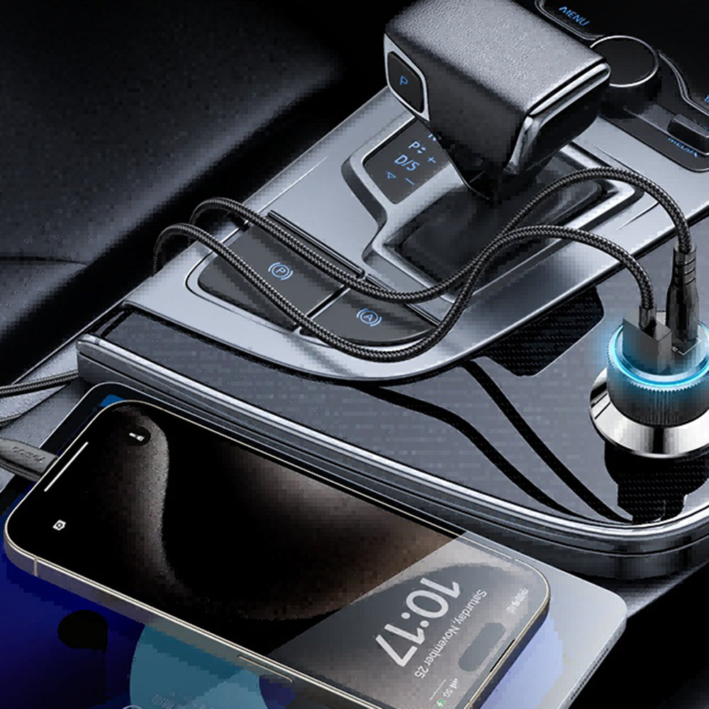 Ładowarka samochodowa z kablem Lightning Yesido Y60, 38W, 3A, 1 x USB-A - 2 x USB-C, Czarna