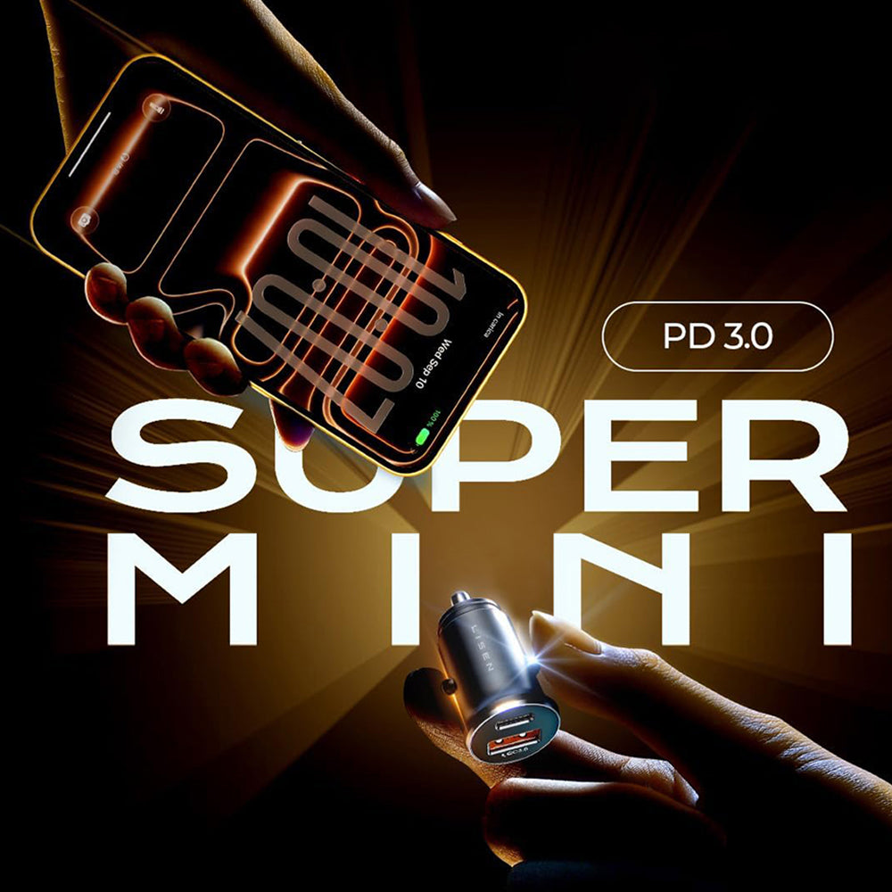 Ładowarka samochodowa z kablem USB-C Lisen, 51W, 3A, 1 x USB-A - 1 x USB-C, Granatowy Czarny YL0223080047