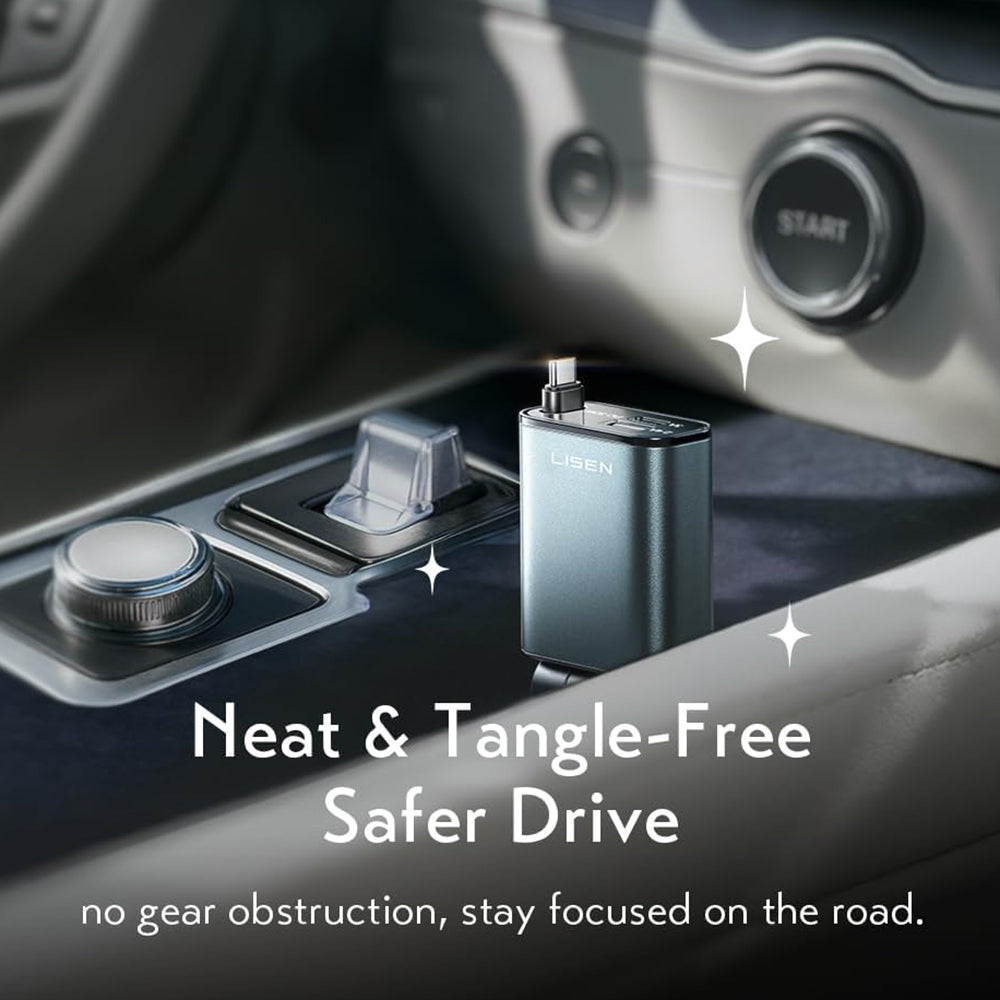 Ładowarka samochodowa z kablem USB-C Lisen, 57W, 3A, 1 x USB-A - 1 x USB-C, Czarna YL0325010016