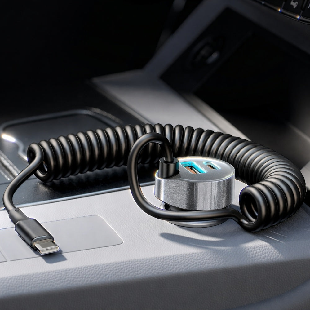 Ładowarka samochodowa z kablem USB-C Lisen, 90W, 3A, 1 x USB-A - 1 x USB-C, Czarna YL0223120020