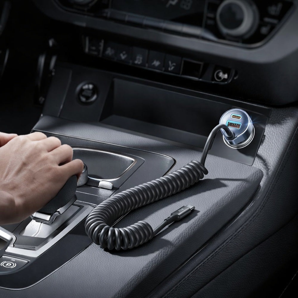 Ładowarka samochodowa z kablem USB-C Lisen, 90W, 3A, 1 x USB-A - 1 x USB-C, Czarna YL0223120020